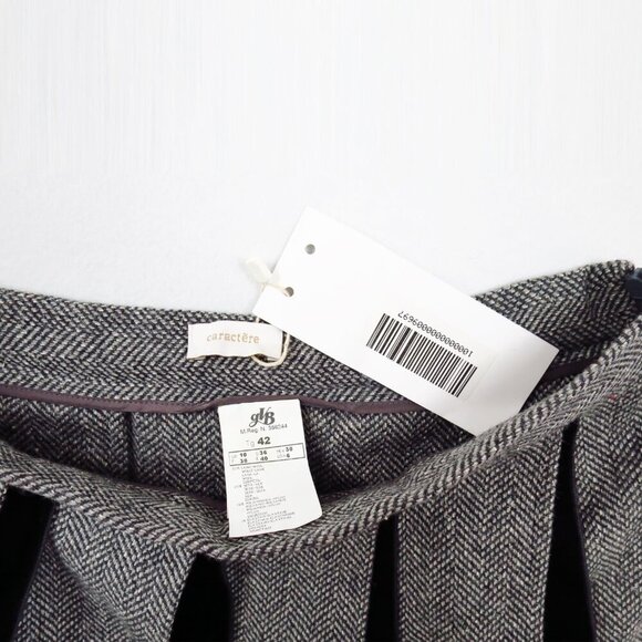 Caractère Wool Tweed and Velvet Box Pleated Multi Texture Mini Skirt 6 - Picture 4 of 14